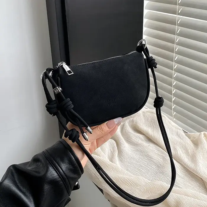 Sacs à bandoulière rétro en daim pour femmes, Simple, couleur unie, sac à bandoulière réglable, lége