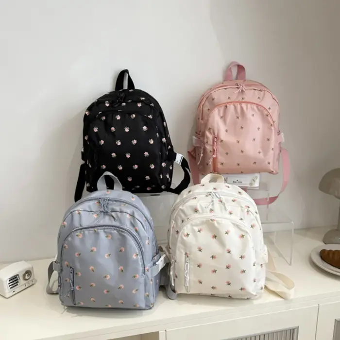 Petit sac à dos imprimé de fleurs fraîches pour femmes et filles
