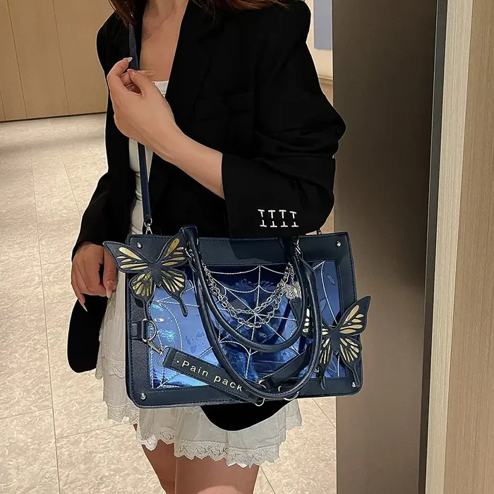 Sac fourre-tout original à bandoulière motif papillon Lolita Gothic