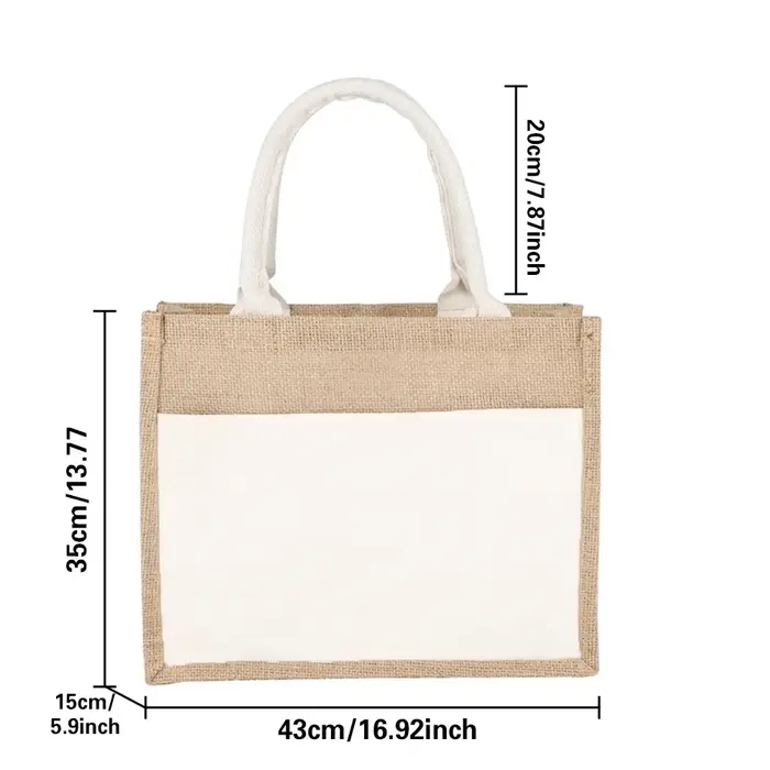 Sac fourre-tout portable en jute, sacs à provisions, série spinale, sacs à main de plage légers, 35% lin, sacs de rangement d'épicerie
