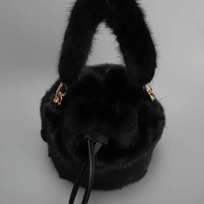 Sac seau en vraie fourrure de vison pour femmes