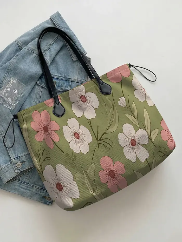 Sac fourre-tout vintage à imprimé floral rose et blanc