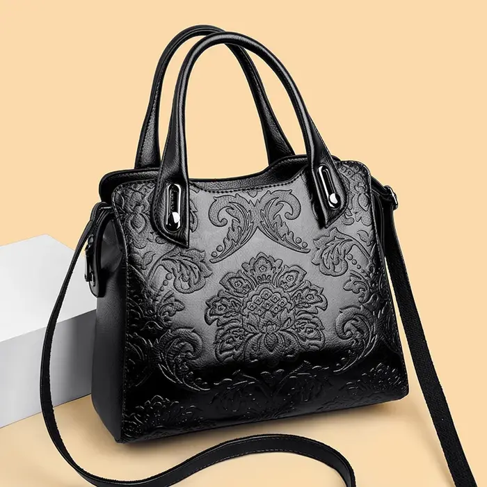 Sac à Main de Luxe Vintage Embossé en Cuir PU Élégant Grande Capacité pour Femmes