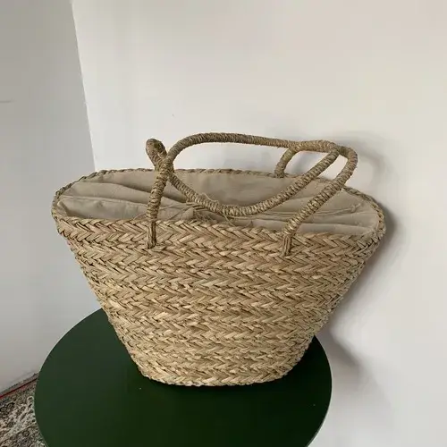 Grand sac fourre-tout tissé en paille pour femmes