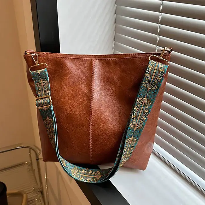 Sac à bandoulière en cuir PU pour femmes, Vintage, couleur unie, mode, grande capacité, Simple, régl