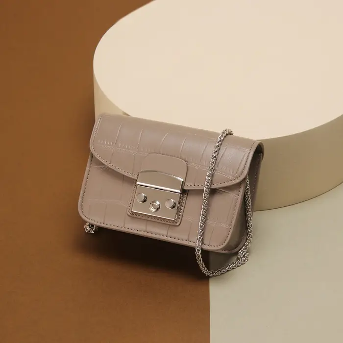 Sac carré élégant rétro à motif crocodile