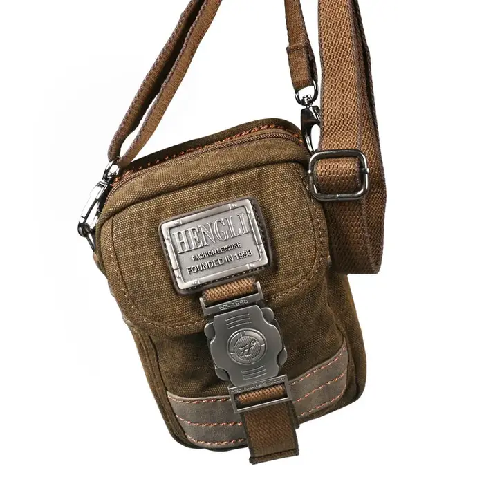 Petit Sac en Toile Vintage avec Poches Multifonctionnelles