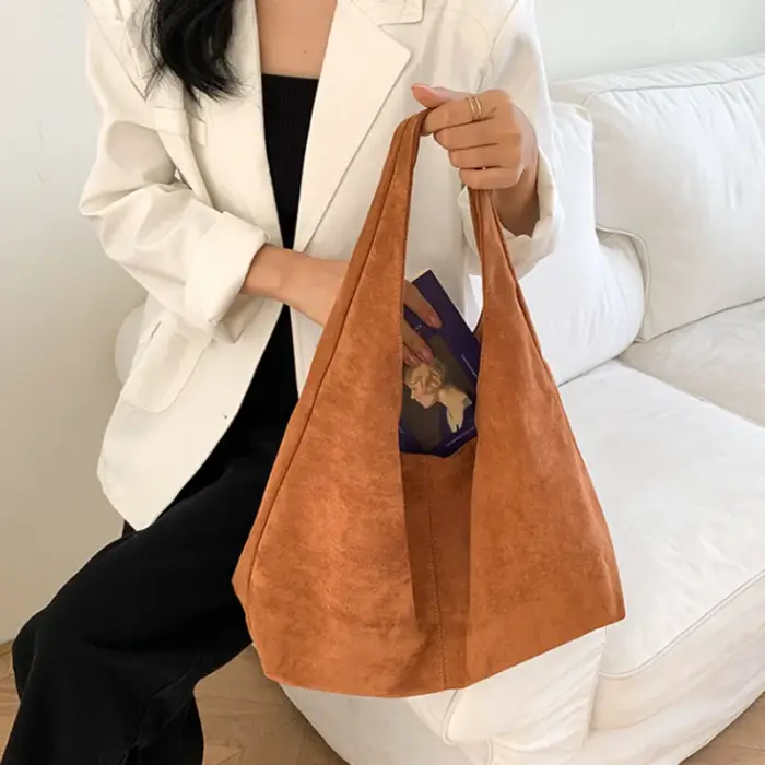 Vintage Faux daim Hobos femmes sacs à bandoulière grande capacité sac fourre-tout rétro tendance automne grand Shopper