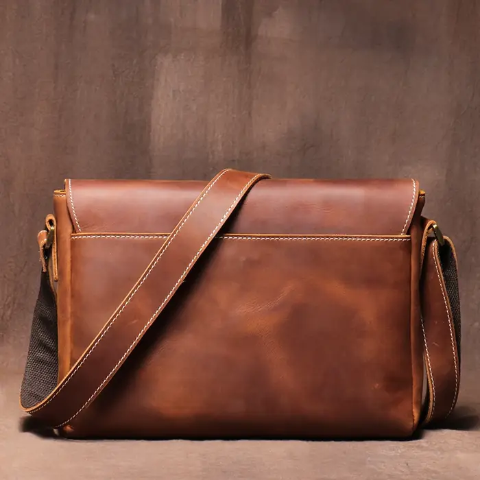 LUOKIR Vintage Crazy Horse hommes sac à bandoulière en cuir véritable sac