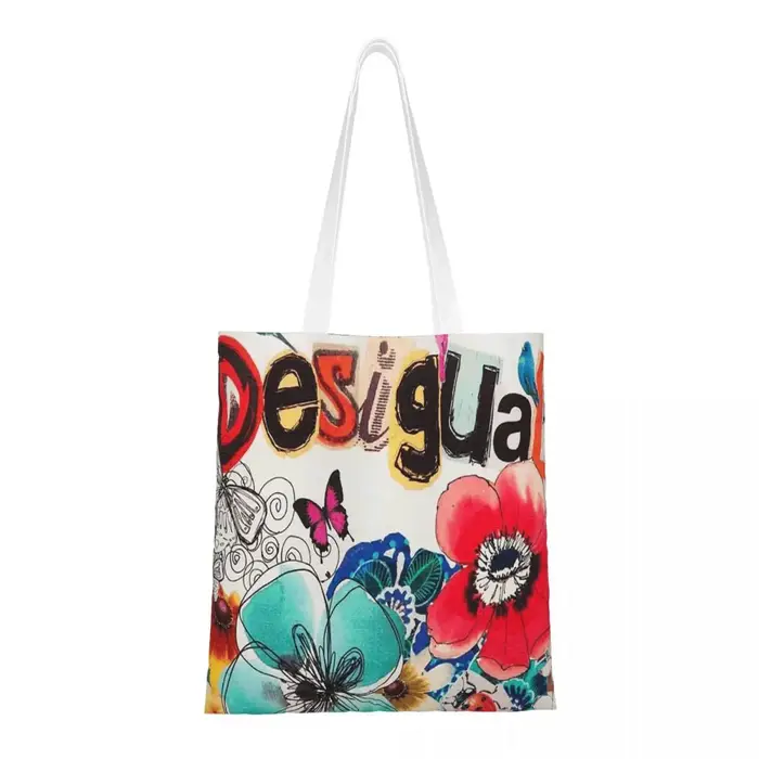 Desigual sacs à provisions personnalisés dames toile le sac fourre-tout réutilisable femmes épaule f