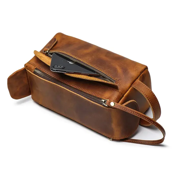 Pochette en cuir véritable
