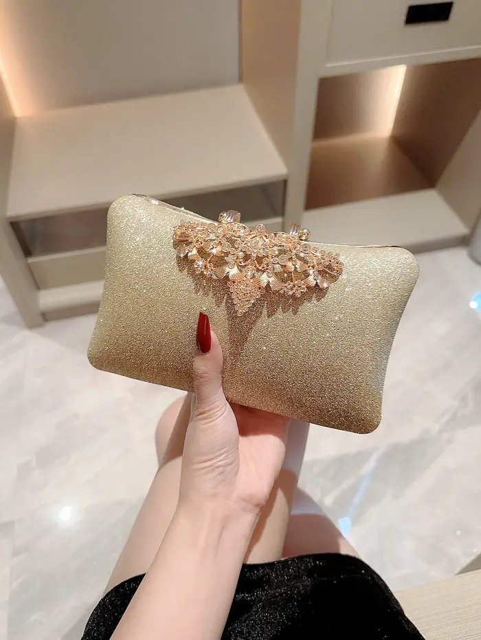 Pochette chaîne en métal doré diamants paillettes sacs de soirée brillant décontracté