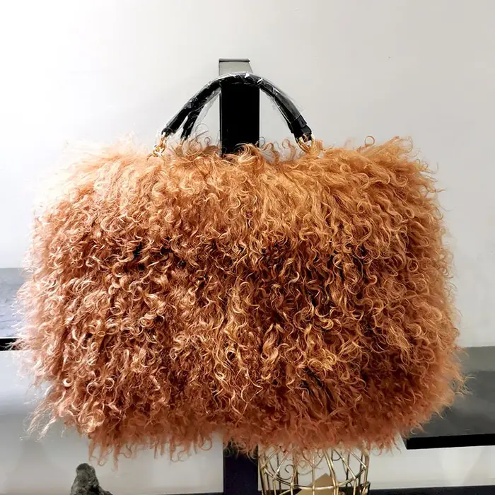 JOinitiated-Sac à bandoulière en fourrure véritable pour femme