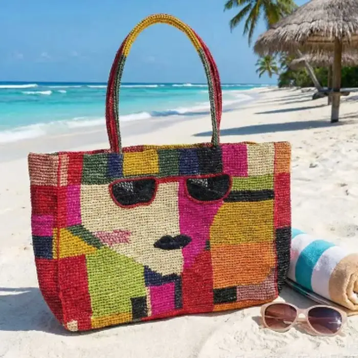 Nouveau sac à main en herbe de lafite tressé à la main grande capacité