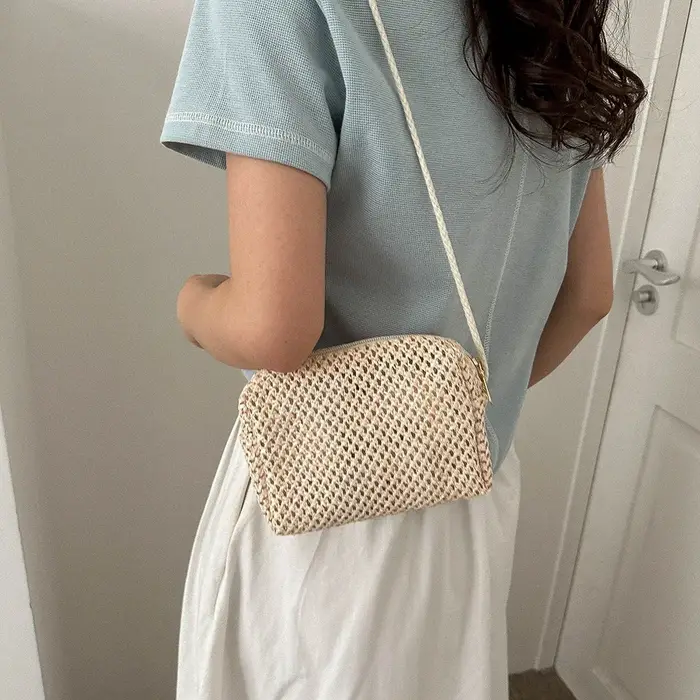 Sac à bandoulière en paille pour femme