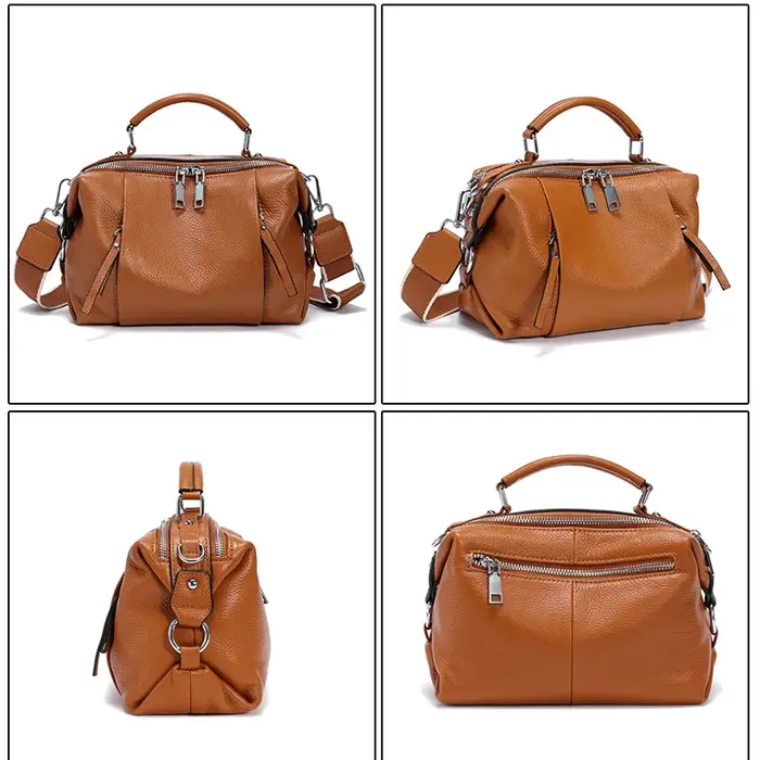 Sac à main en cuir de vachette véritable pour femme, sac à bandoulière monochrome pour femme, sac à