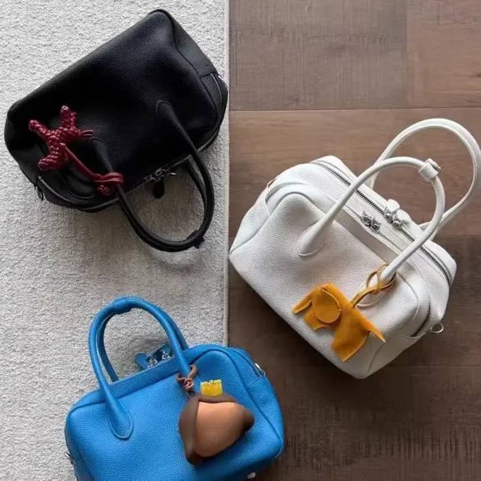 Sac bowling jaune texturé litchi Printemps-Été 2026