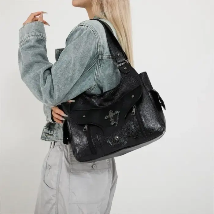 Sac fourre-tout rétro croisé pour femmes