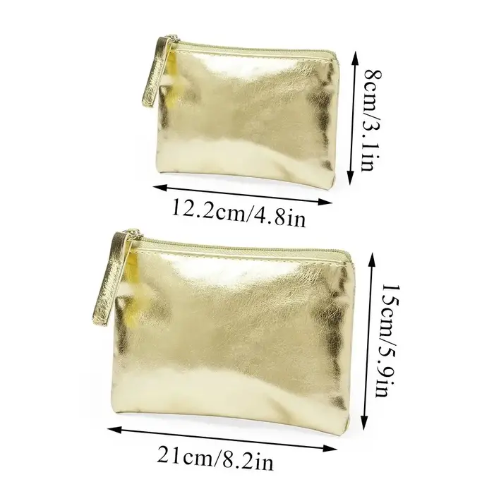 Sac à cosmétiques Portable porte-monnaie en PU brillant Style coréen couleur unie fermeture éclair