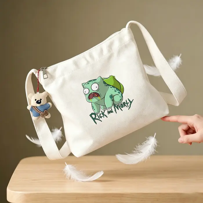 Sac à bandoulière en toile imprimé Kawaii Anime Charmander Bulbasaur Snorlax