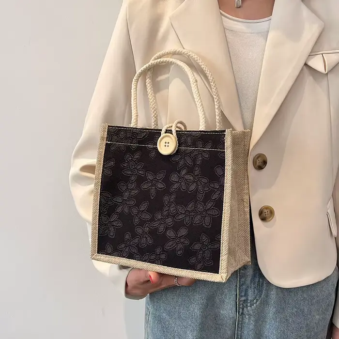 Sac à main en lin portable pour femme