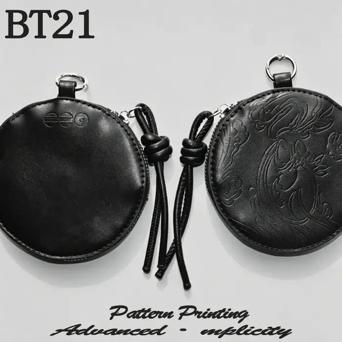 Porte-monnaie BT21 Mini Zero 11CM, accessoire pour fans d'idoles, petit sac rond, porte-clés, pochette noire pour pièces de monnaie, cadeau de collection pour fans, petit sac de rangement