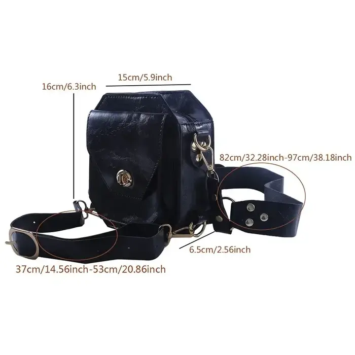 Sac de taille carré Punk rétro en PU pour femmes