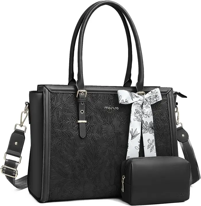 MOSISO sacs fourre-tout 15.6 17.3 pouces pour grande capacité étanche en cuir PU pour femmes sac d'a