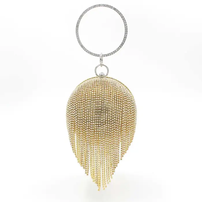 Sacs de soirée boule ronde biscuits diamants argentés pour femmes, mini pochette à glands, sac à mai