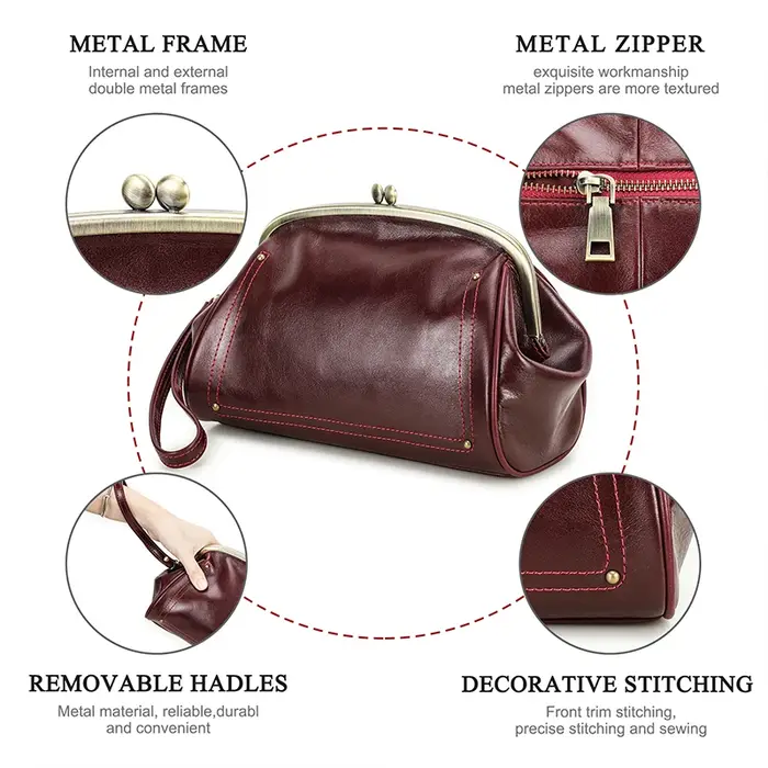 Pochette en cuir véritable pour femme