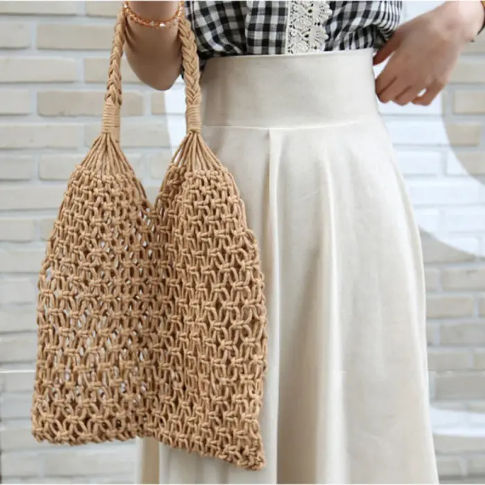 Sac à main bandoulière bohème en crochet ajouré à une épaule avec poche intérieure