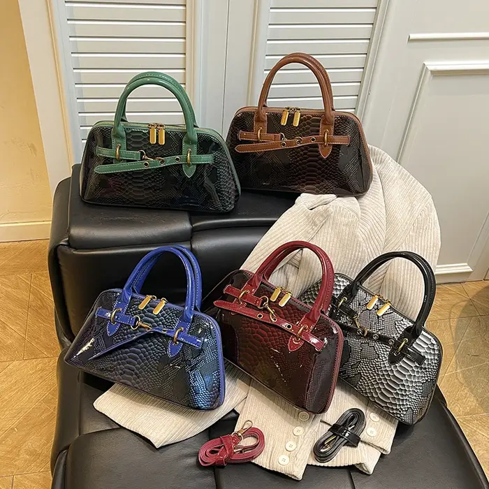 Sac à main classique en cuir motif serpent pour femmes