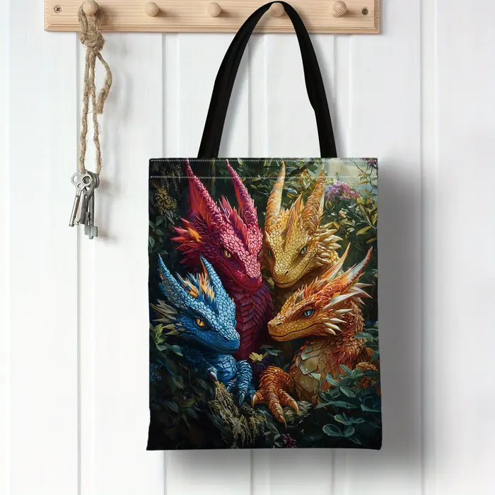 Dragon Lore Bold Fantasy Dragons Sac fourre-tout en polyester durable Sac à bandoulière design à la mode Shopping et usage quotidien Sac à main