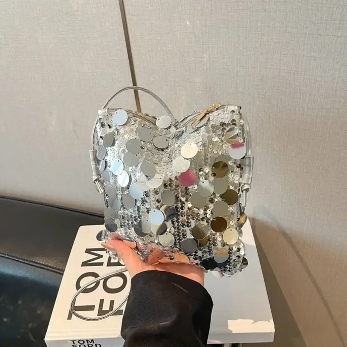 Sac à bandoulière mini en sequins pour femme