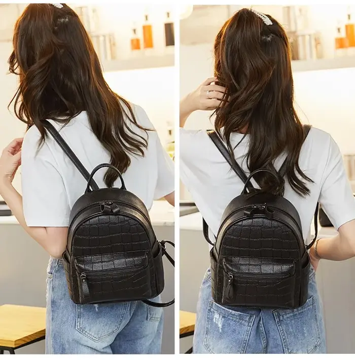 Sac à dos femme en cuir PU motif crocodile