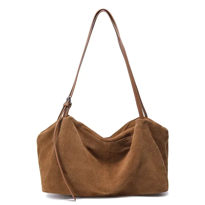 Sacs à main en cuir véritable Nuede naturel pour femmes, sac fourre-tout de grande capacité, sac de
