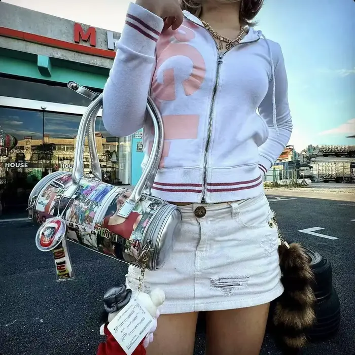 Sac pour Firls 2025 Y2K Riri filles mode nouveau profil européen photos PU cylindre sac à bandoulière sac à main
