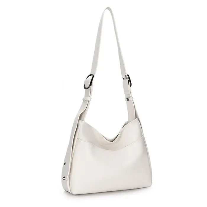 Sac à bandoulière en cuir véritable pour femme avec motif grain de litchi