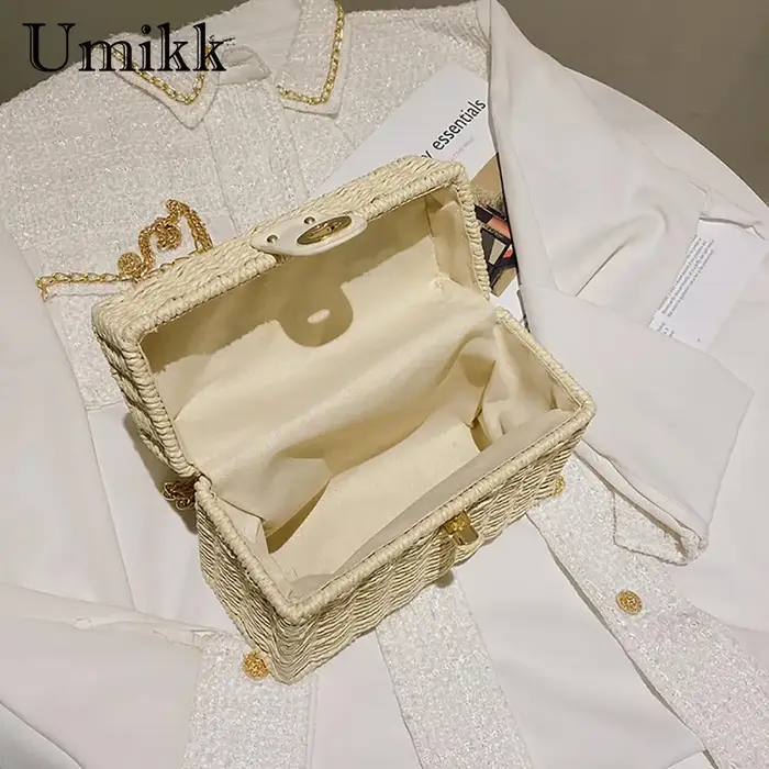 Sac à bandoulière en rotin et paille pour femmes