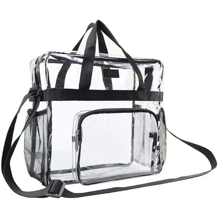 Sac transparent de grande capacité, sac à main transparent en PVC approuvé par le stade, sac à bando