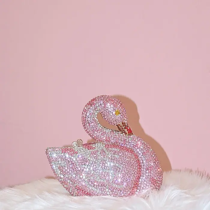 Cygne femmes pierres soirée pochettes mariées animaux strass sacs à main et sacs à main de luxe conc
