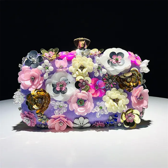 Sacs de soirée de luxe à fleurs ornées