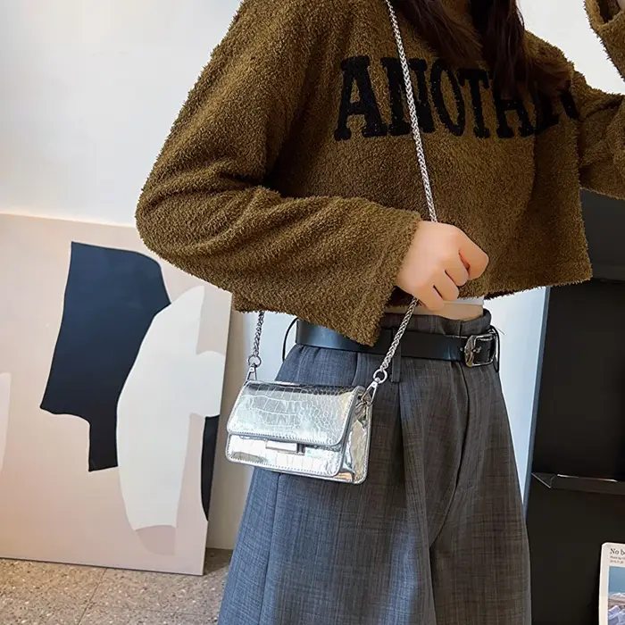 Sac à bandoulière Vintage argenté Chic pour femmes