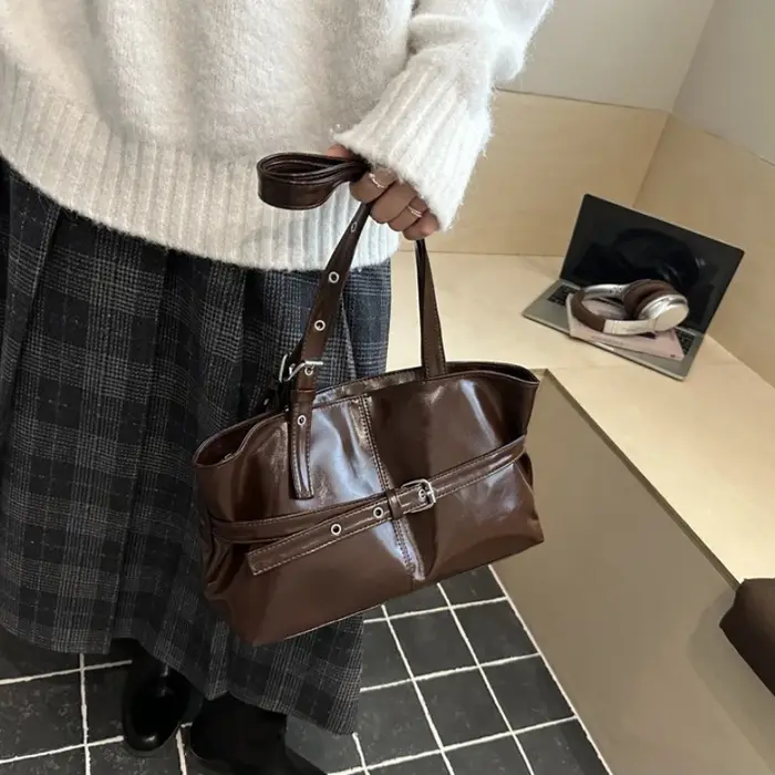 Sac à bandoulière fourre-tout minimaliste rétro pour femmes