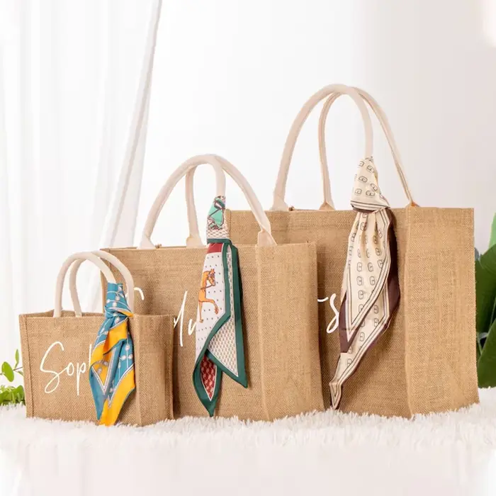 Sacs fourre-tout personnalisés en Jute pour demoiselle d'honneur