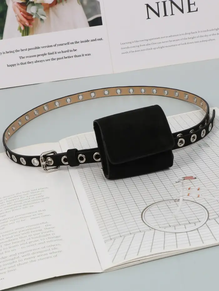 2026 Mini sacs banane pour filles en cuir PU suédé, avec rivets et découpes, ceintures ajustables, e