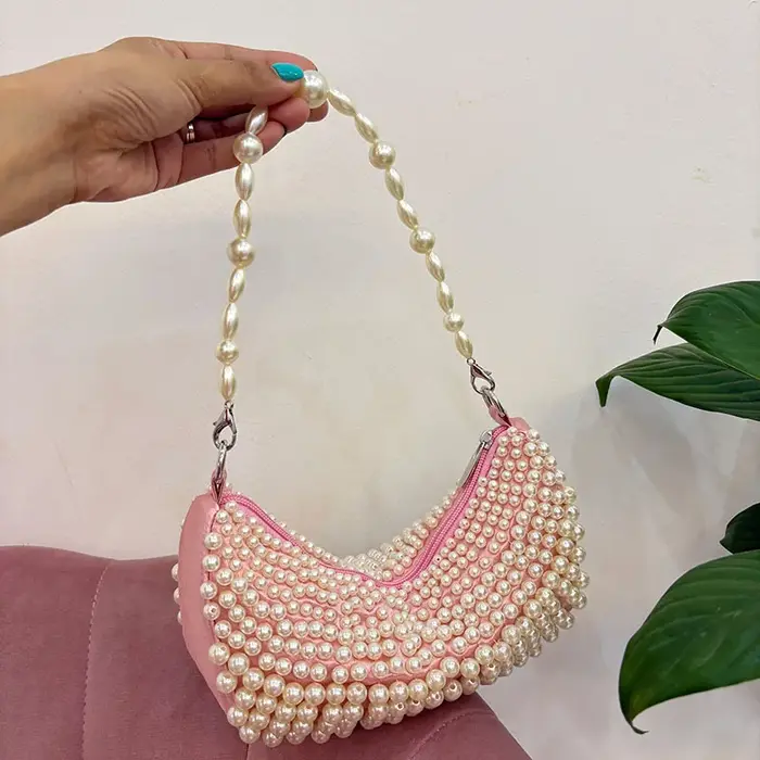 Sac à main Semi-circulaire tissé à la main en perles pour femmes, sacs de Banquet de fête haut de ga