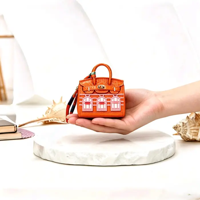 Mini porte-clés en cuir de luxe