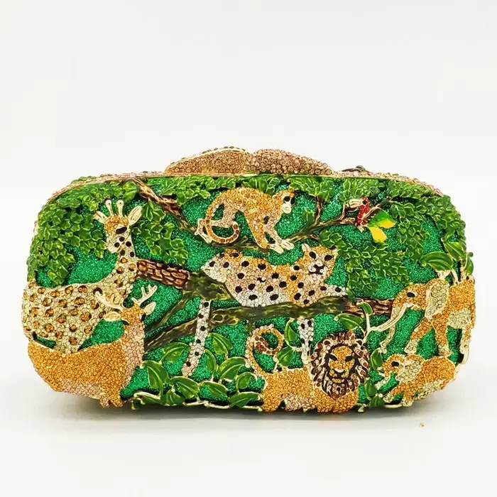 Boutique De FGG (en stock) forêt Jungle femmes cristal animaux sacs De soirée fête strass sac à main