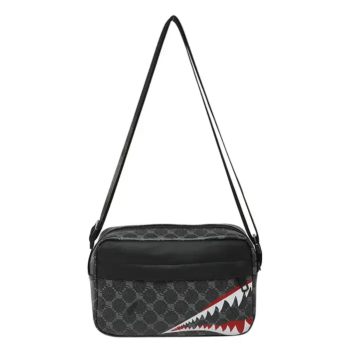 Sac à bandoulière décontracté de grande capacité, petit sac carré créatif bouche de requin, porte-mo